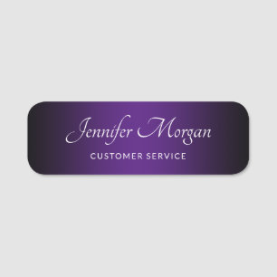 Black and Royal Purple Elegant Ombre Name Tag
