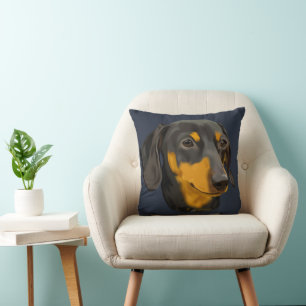 Black and Rust Dachshund Dog Throw Pillow