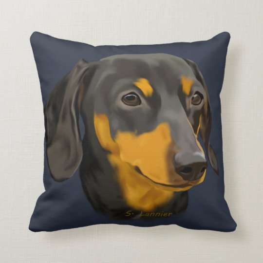 Black and Rust Dachshund Dog Throw Pillow
