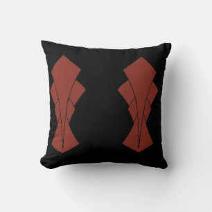 Black and Rust Fantail Reversible Throw Pillow