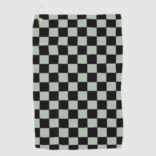 Black and Sage Green Checkered Golf Towel