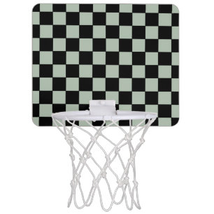 Black and Sage Green Checkered Mini Basketball Hoop