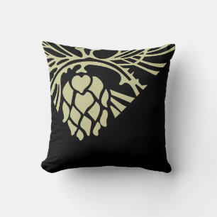 black and sage pine cone throw pillow