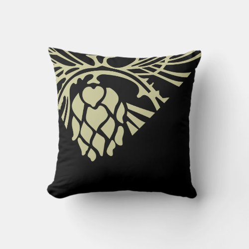 black and sage pine cone throw pillow