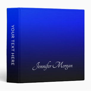 Black and Sapphire Blue Elegant Ombre 3 Ring Binder