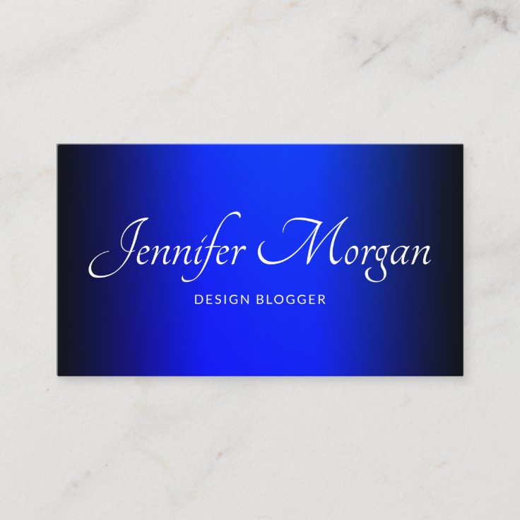 Black and Sapphire Blue Elegant Ombre Business Card | Zazzle