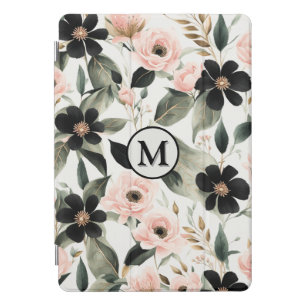 Black and Shell Pink Flowers  iPad Pro Cover