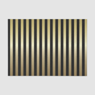 Black and Shimmery Gold Stripes Tissue Paper