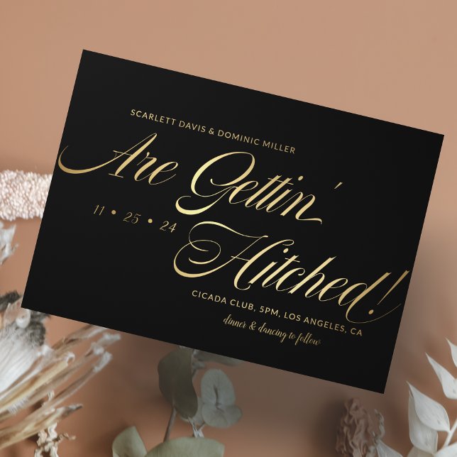 Black and Shiny Minimalist Foil Wedding Invitation (Creator Uploaded)