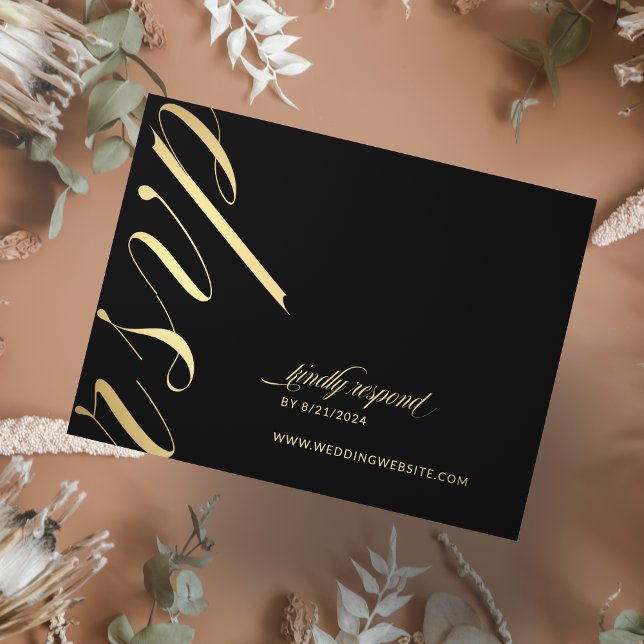Black and Shiny Minimalist RSVP Wedding Card (Creator Uploaded)