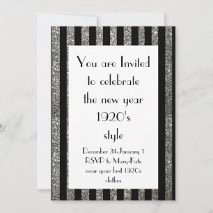 Black and Silver 1920s Gatsby New Year Party Invitation
