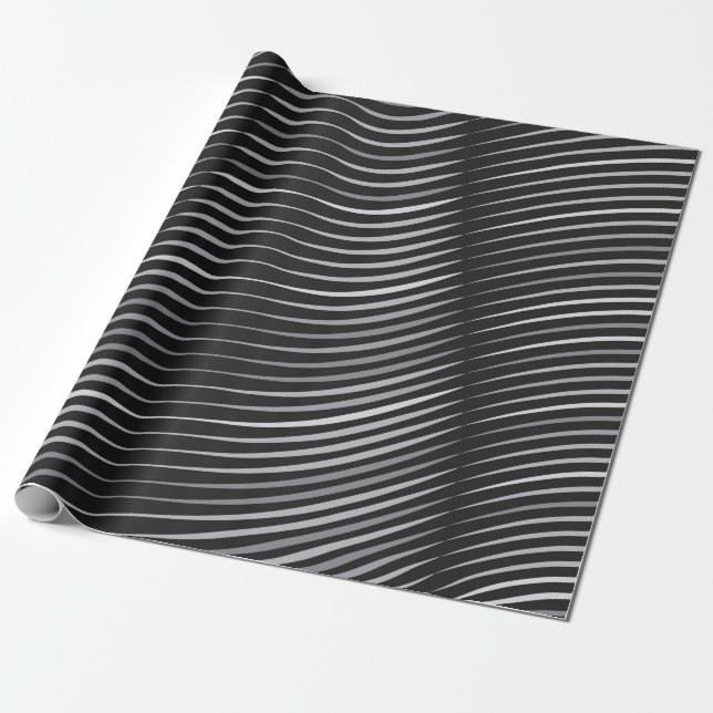 black and silver abstract design wrapping paper (Unrolled)