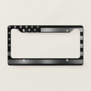 Black and Silver American Flag   American Flag License Plate Frame