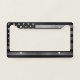Black and Silver American Flag   American Flag License Plate Frame