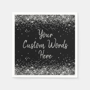 Black and Silver Anniversary Party Birthday Party Napkins
