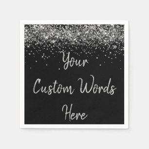 Black and Silver Anniversary Party Birthday Party Napkins