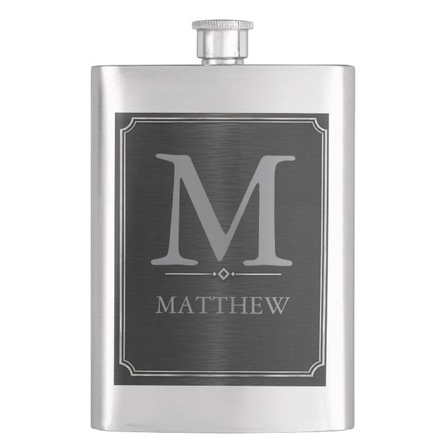 Black and Silver Art Deco Frame Flask (Front)