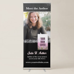 Black and Silver Author Book Signing Book Launch  Retractable Banner