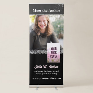 Black and Silver Author Book Signing Book Launch  Retractable Banner