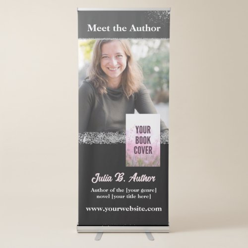 Black and Silver Author Book Signing Book Launch  Retractable Banner