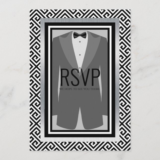 Black and silver bachelor party custom menu (Front)