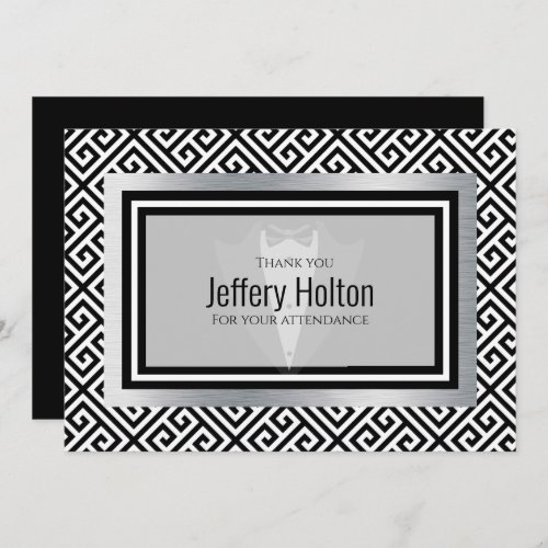 Black and silver Bachelor party Thank You Card