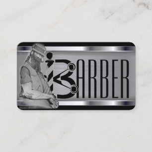 Black and silver barber logo business card