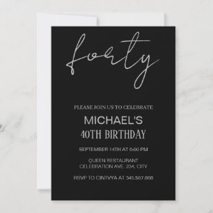 Black and Silver  Birthday Evite,black silver  Invitation
