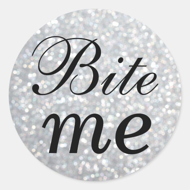 Black and Silver Bite Me Sticker (Front)