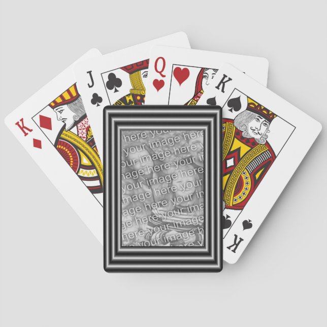 Black And Silver Border FramePhoto Template  Poker Cards (Back)