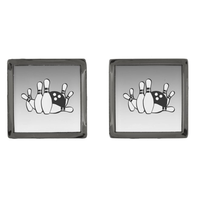 Black and Silver Bowling Cufflinks