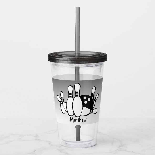 Black and Silver Bowling Sports Acrylic Tumbler