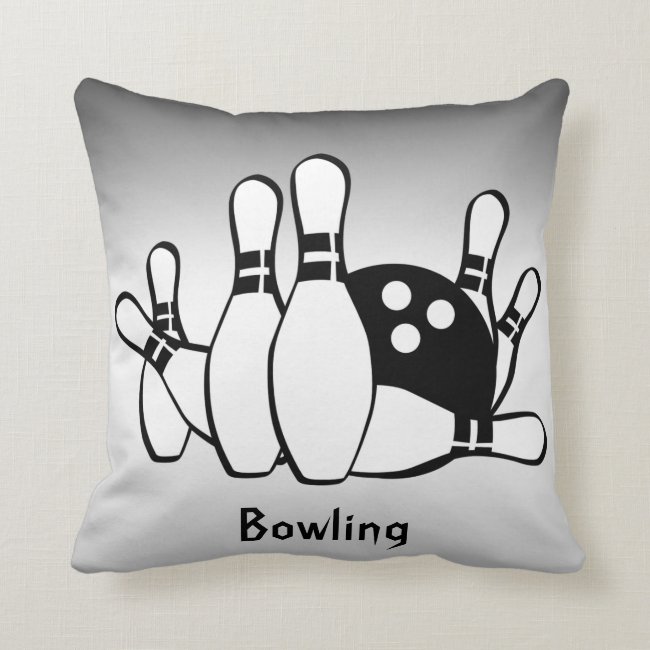 Black and Silver Bowling Sports Throw Pillow