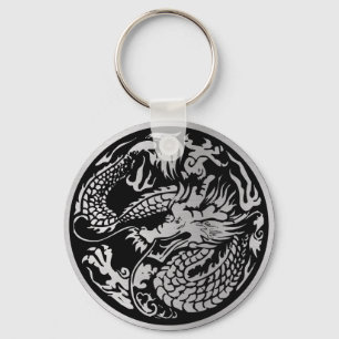 Black and Silver Chinese Dragon key-chain Keychain