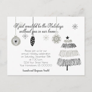 Black and Silver Christmas Holiday Party Invite  