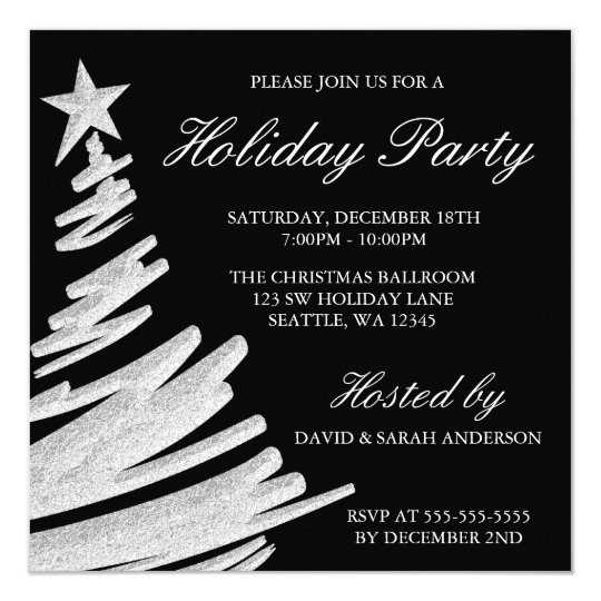 black and silver christmas tree holiday party invitation black and white christmas party invitations