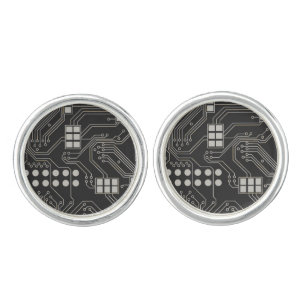 Black and Silver Circuit Board Cufflinks