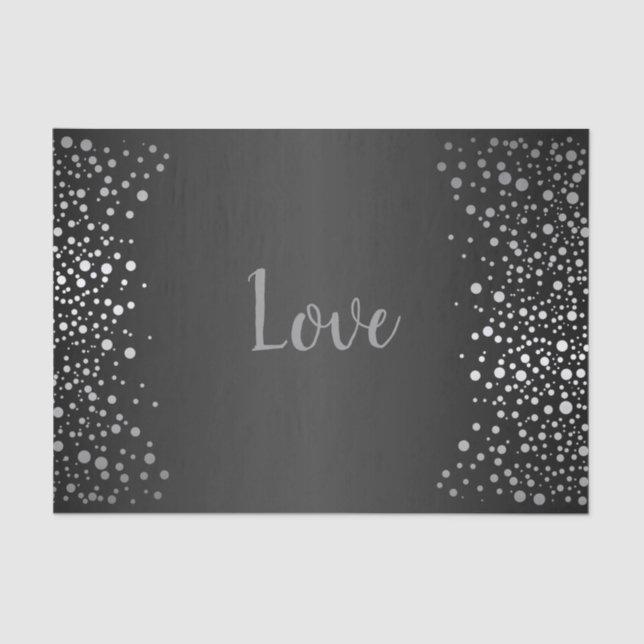 Black and Silver Confetti Dots Tissue Paper (Front)