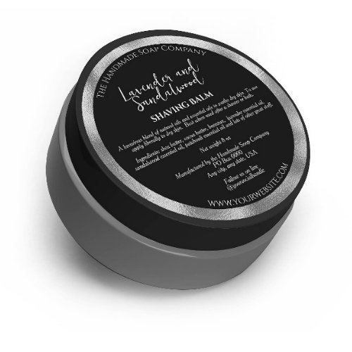 Black and Silver Cosmetics Jar Label w Ingredients