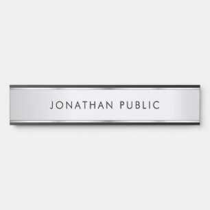 Black And Silver Custom Elegant Modern Template Door Sign