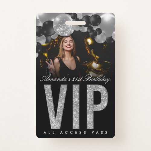 Black and Silver Customizable VIP All Access Badge