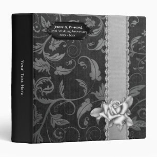 Black and Silver Damask 25th Wedding Anniversary Binder