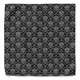 Black and Silver Damask Bandana