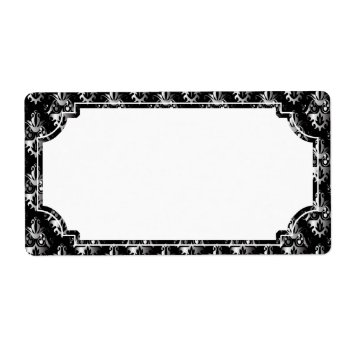 Black And Silver Damask Pattern Label by RosaAzulStudio at Zazzle