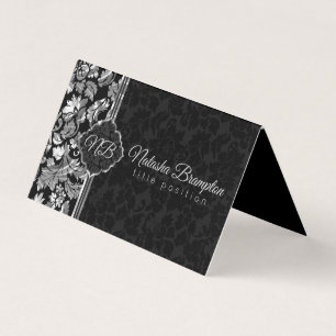 Black And Silver Damasks Business Card