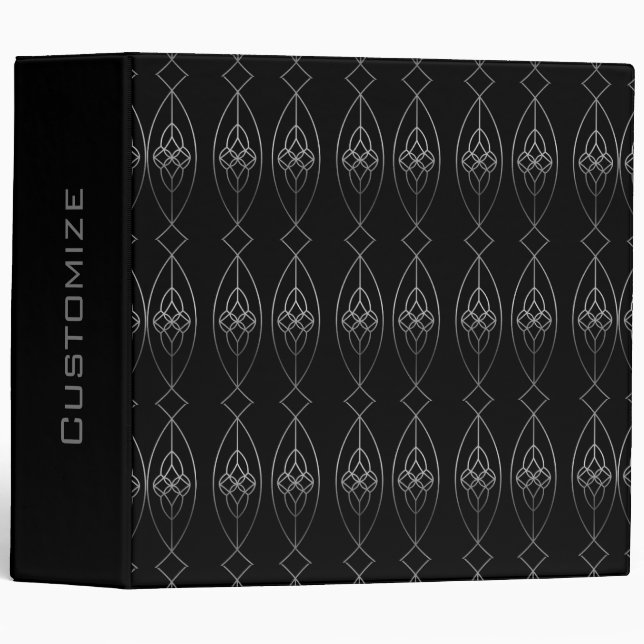 Black And Silver Deco 3 Ring Binder (Front/Spine)