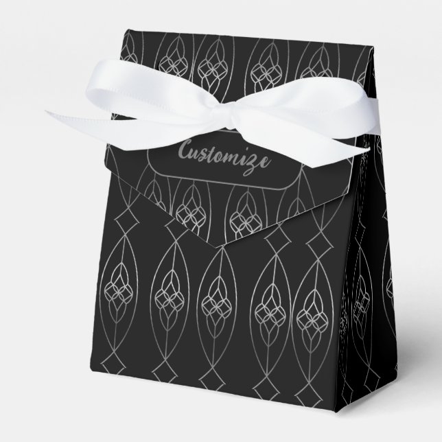 Black And Silver Deco Tent   Favor Boxes (Front Side)