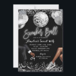 Black and Silver Disco Sneaker Ball Birthday Invitation<br><div class="desc">Black and Silver Disco Sneaker Ball Birthday</div>