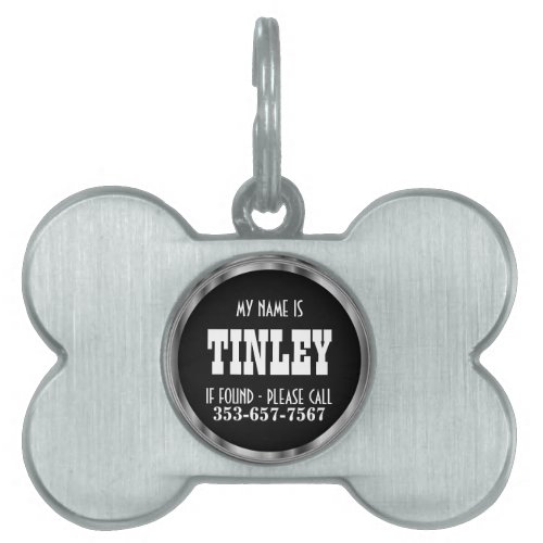 Black and Silver  DIY Name Pet Tag