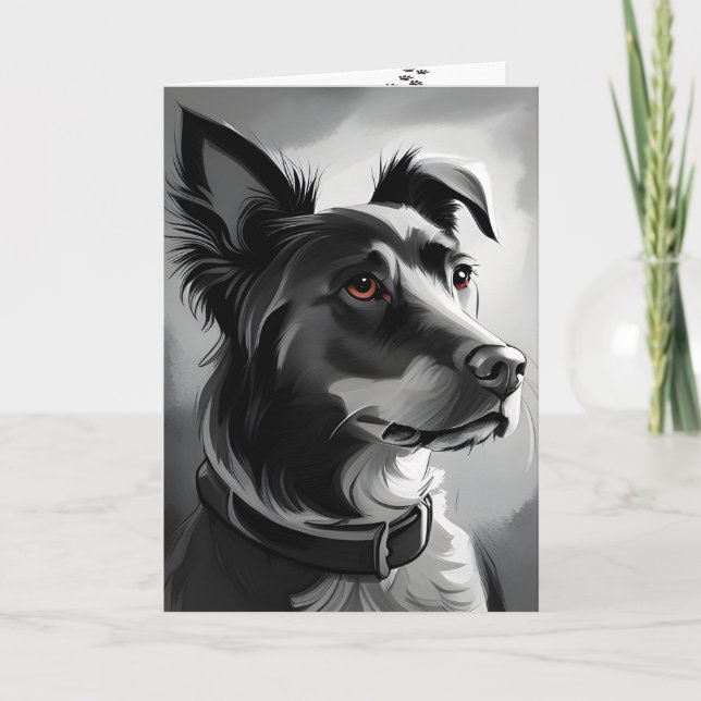 Black and Silver Dog Birthday Humor Card (Front)